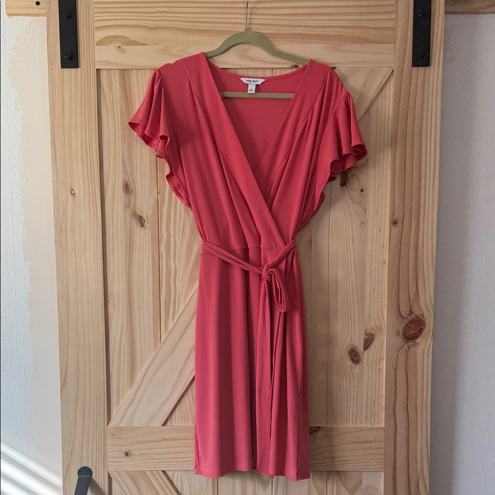 Nine West Coral Faux Wrap Midi Dress